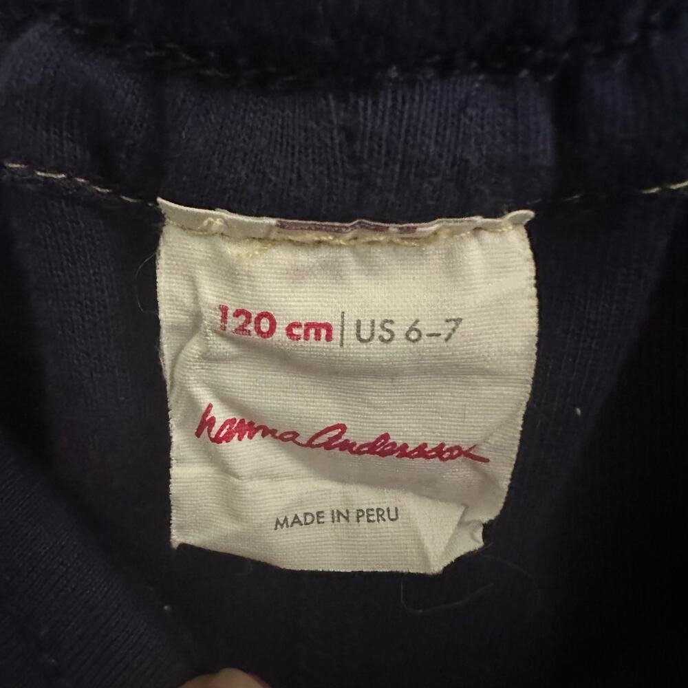Hanna Andersson Navy Rainbow Sweatpants Jogger Reversible Pockets Harem 120 6-7 - Picture 7 of 9